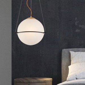 Lampadario sfera di vetro nero oro per camera da letto