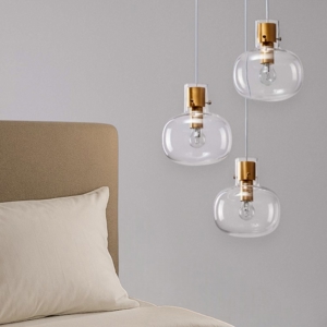 Lampadario 3 luci per camera da letto vetro dettagli oro