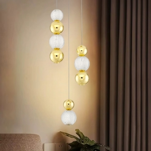 Lampadario per camera da letto classica 3 sfere pendenti oro