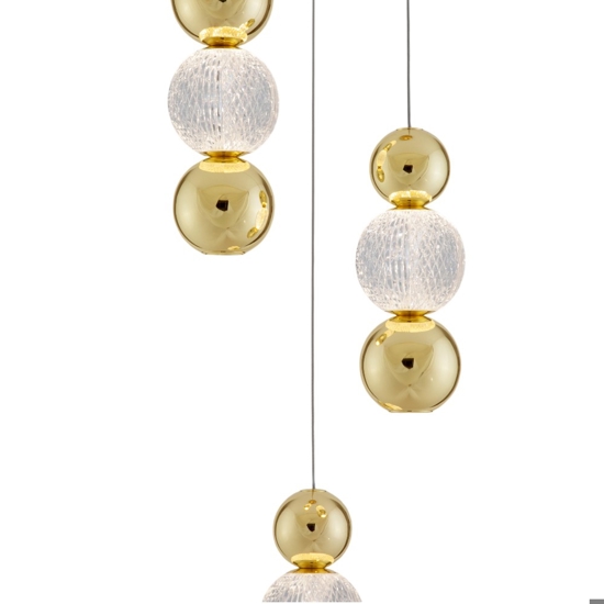 Lampadario per camera da letto classica 3 sfere pendenti oro