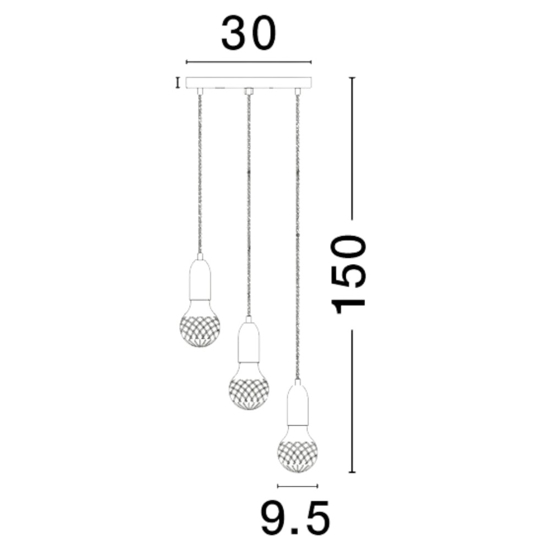 Lampadario per camera da letto oro grappolo 3 luci per camera da letto