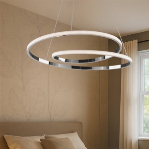 Lampadario famoso spirale per camera da letto cromo led 60w 4500k