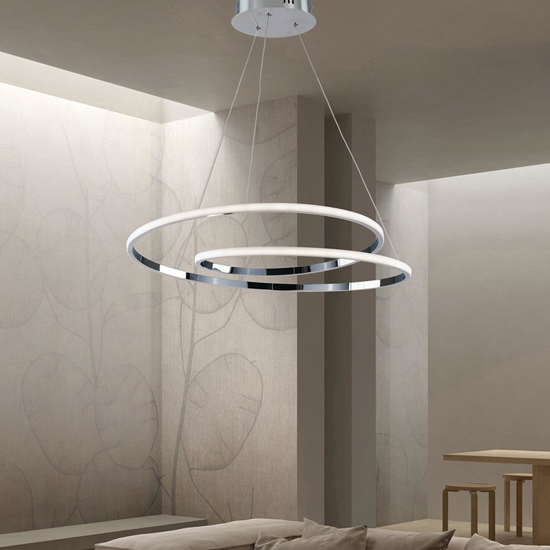 Lampadario famoso spirale per camera da letto cromo led 60w 4500k