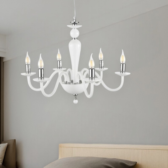 Ondaluce pagan lampadario stanza da letto classico vetro bianco sei luci