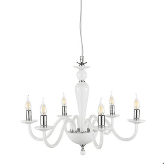 Ondaluce pagan lampadario stanza da letto classico vetro bianco sei luci
