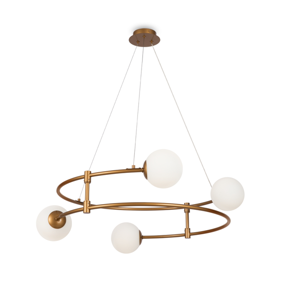 Maytoni lampadario ring per camera da letto oro sfere vetro bianco