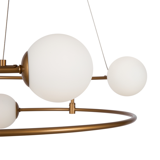 Maytoni lampadario ring per camera da letto oro sfere vetro bianco