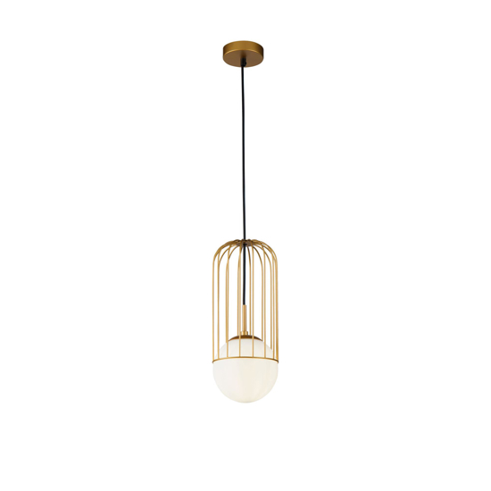 Maytoni telford lampadario stanza da letto oro sfera vetro bianco