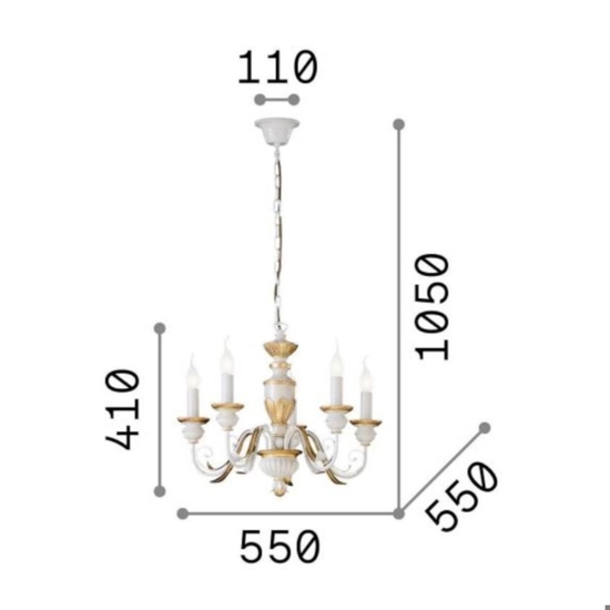 Ideal lux firenze sp5 lampadario cinque luci classico per camera da letto