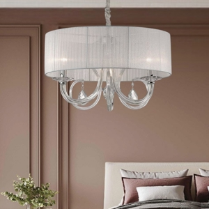 Swan sp3 ideal lux lampadario stanza da letto tessuto bianco cristallo