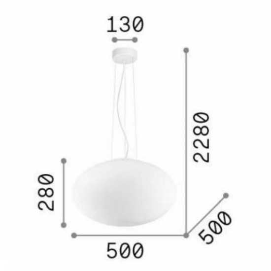 Candy sp1 d50 idea lux lampadario sfera vetro bianco