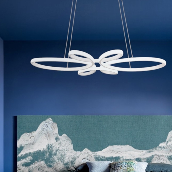 Lampadario fiocco bianco led 32w 4000k dimmerabile per camera da letto