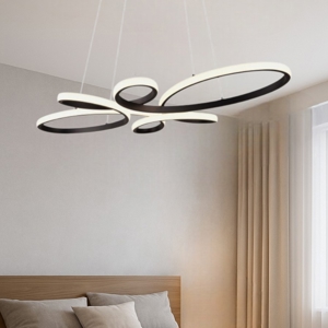 Lampadario particolare per camera da letto led 32w 3000k nero dimmerabile