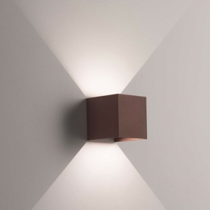 Isyluce applique cubo led 16w 3000k corten da esterno