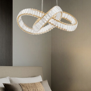 Lampadario di cristallo dorato per stanza da letto stile contemporaneo