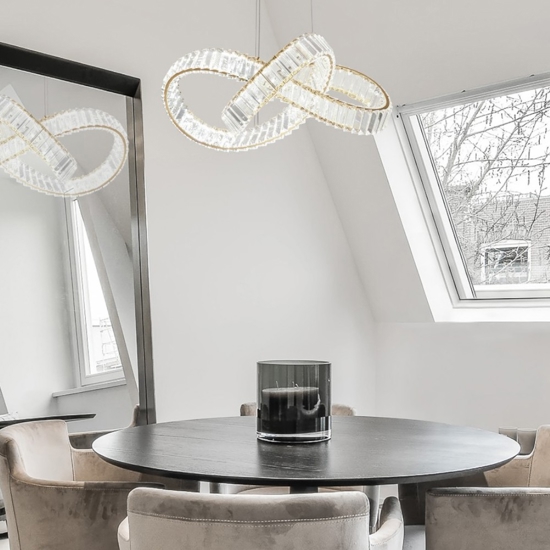 Lampadario di cristallo dorato per stanza da letto