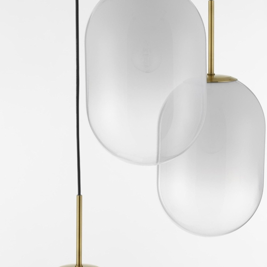 Lampadario per camera da letto oro vetri sfumati bianchi