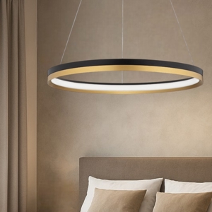 Lampadario per camera da letto cerchio nero oro 33w 3000k dimmerabile