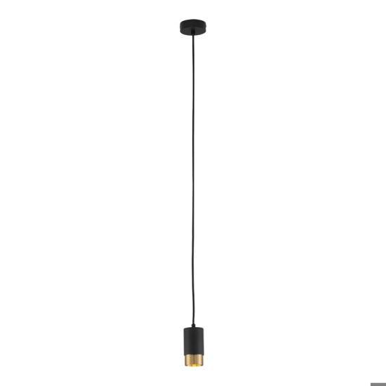 Lampadario pendente per comodino camera da letto cilindro nero oro
