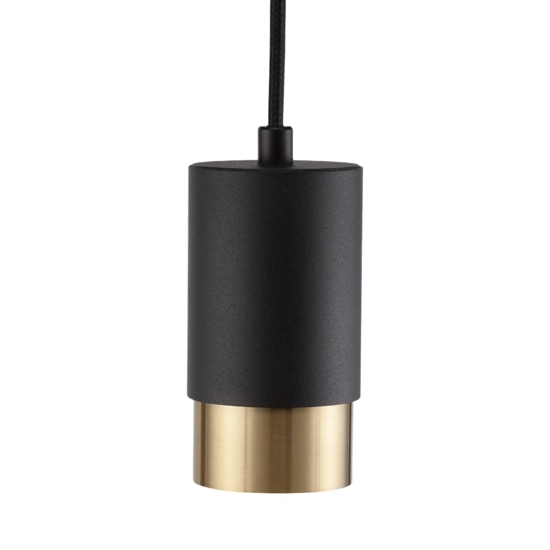 Lampadario pendente per comodino camera da letto cilindro nero oro