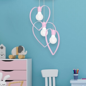 Lampadario cuori rosa per cameretta bambina