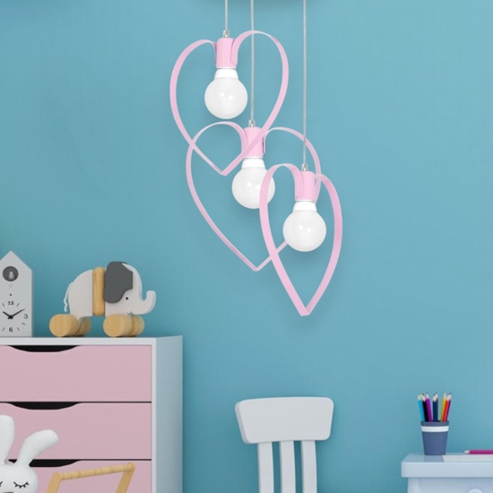 Lampadario cuori rosa per cameretta bambina