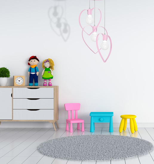 Lampadario cuori rosa per cameretta bambina