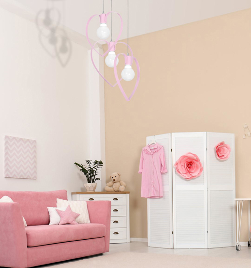 Lampadario cuori rosa per cameretta bambina