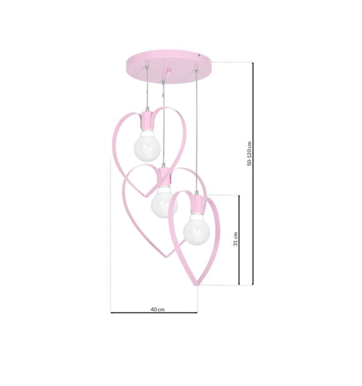 Lampadario cuori rosa per cameretta bambina