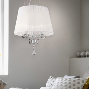 Pegaso sp3 ideal lux lampadario di cristallo paralume di tessuto
