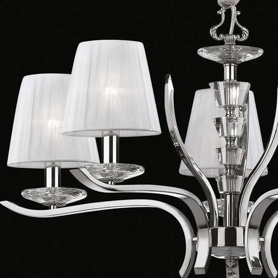 Pegaso sp5 ideal lux lampadario 5 luci cromo paralumi organza stanza da letto