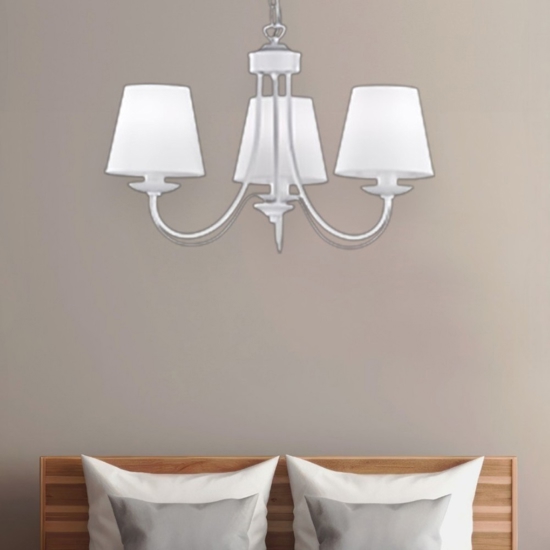 Lampadario per camera da letto paralumi in tessuto bianco