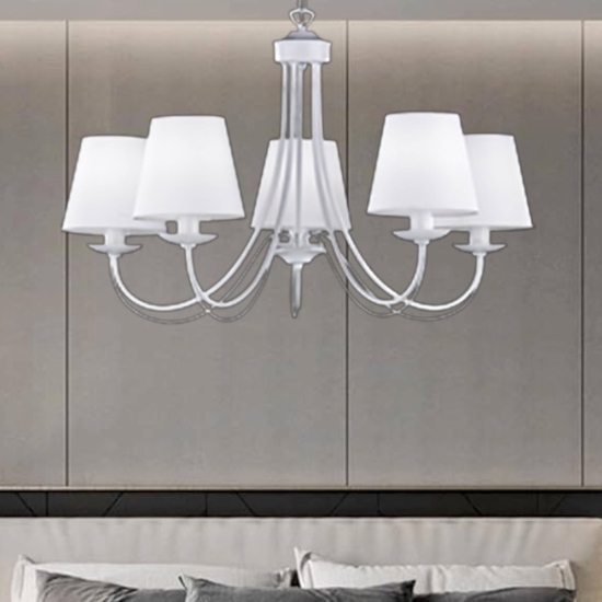 Lampadario per camera da letto paralumi in tessuto bianco