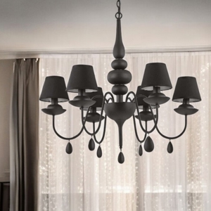 Blanche sp6 ideal lux lampadario chabby chic nero sei luci per camera da letto