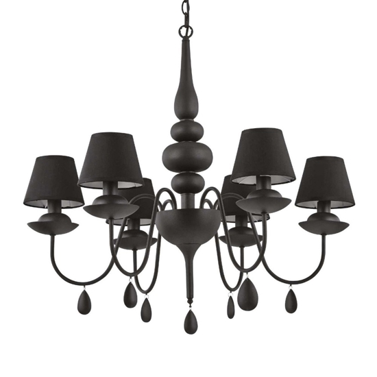 Blanche sp6 ideal lux lampadario chabby chic nero sei luci per camera da letto