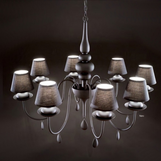 Blanche sp6 ideal lux lampadario chabby chic nero sei luci per camera da letto