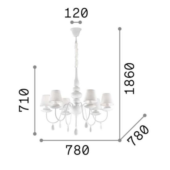 Blanche sp6 ideal lux lampadario chabby chic nero sei luci per camera da letto