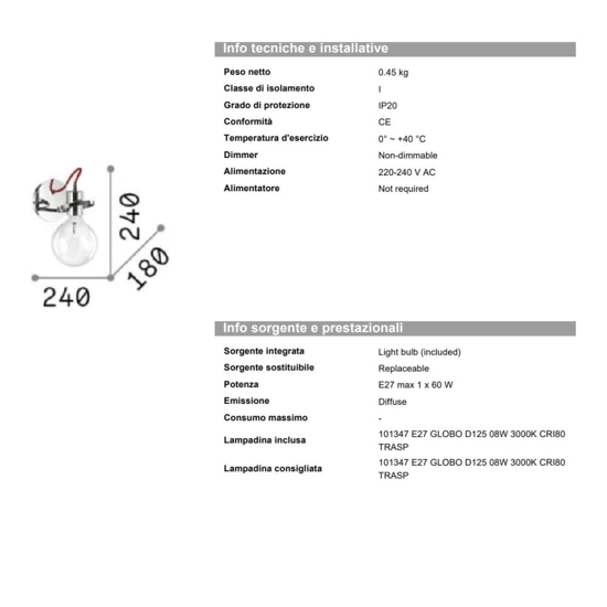 Applique da bagno radio ap1 ideal lux bianca