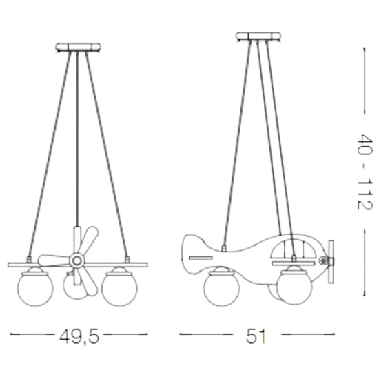 Avion sp3 lampadario per camera da letto aeroplano azzurro ideal lux