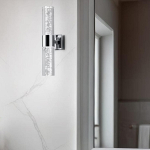 Applique da bagno led 6w 3000k moderna vetro e cromo