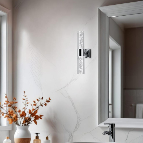 Applique da bagno led 6w 3000k moderna vetro e cromo