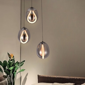 Lampadario stanza da letto nero vetri fume 