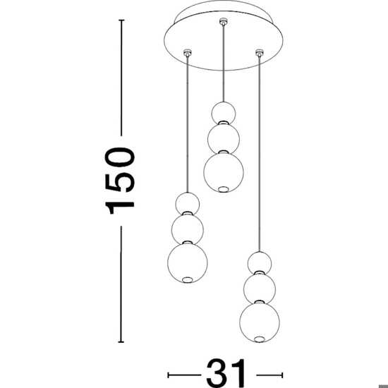 Lampadario oro perle a grappolo stanza da letto