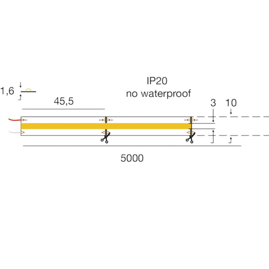 Gea luce bobina strip led cob 15w 3000k 5mt 24v dc