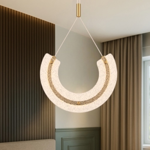 Maytoni lampadario led 18w 3000k maya arco pendente oro vetro lavorato