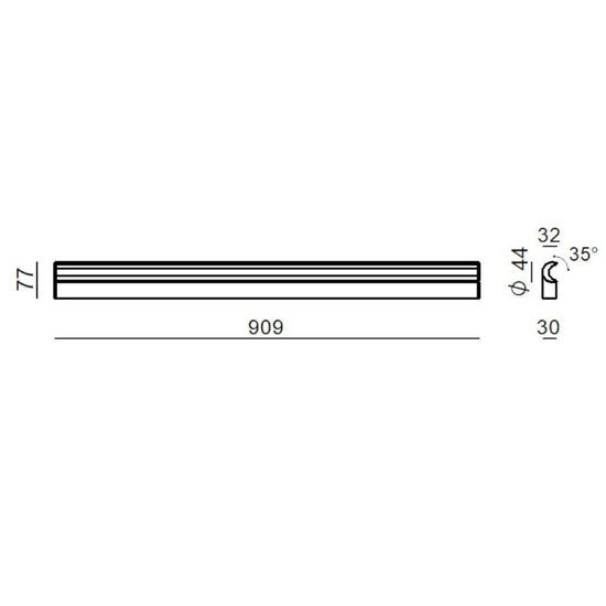 Applique da bagno linea light halfpipe 2 led 3000k 60cm bianco