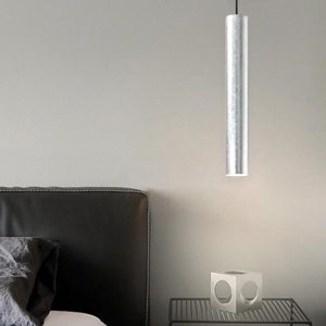 Ideal lux look sp1 d06 lampada sospensione cilindro foglia argento
