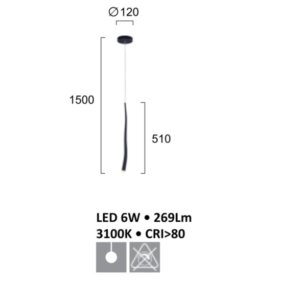Lampada a sospensione led nera design moderna fp