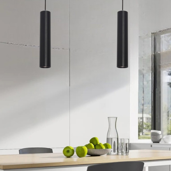 Lampada a sospensione cilindro nero 