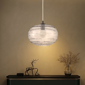 Lampada a sospensione vetro sfera trasparente grigio